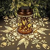 Solar Lanterns Outdoor Waterproof Hummingbird Garden Decor Gifts for Women Mom Grandma Hanging Solar Lights Metal Solar Decoration Outside for Yard, Patio, Backyard, Porch