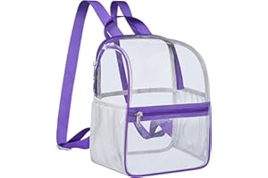 Mildbeer Small Clear Backpack, Stadium Approved 12x12x6 Clear Backpack for Women with 2 Bottle Holders for Festival Concert Travel Sport Games Venues