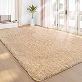 Sour Lemon Area Rugs 9x12 Living Room, Beige Large Area Rug Shag Shaggy Carpet Soft Plush Furry Bedside Rug, Machine Washable Area Rugs for Bedroom Kids Girls Boys Home Decor Anti Slip