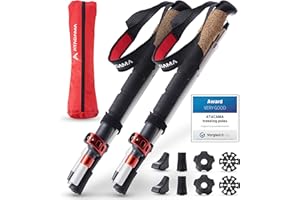 TOMSHOO 2 Bastones De Senderismo Plegables, Ultraligeros Plegables De Fibra De