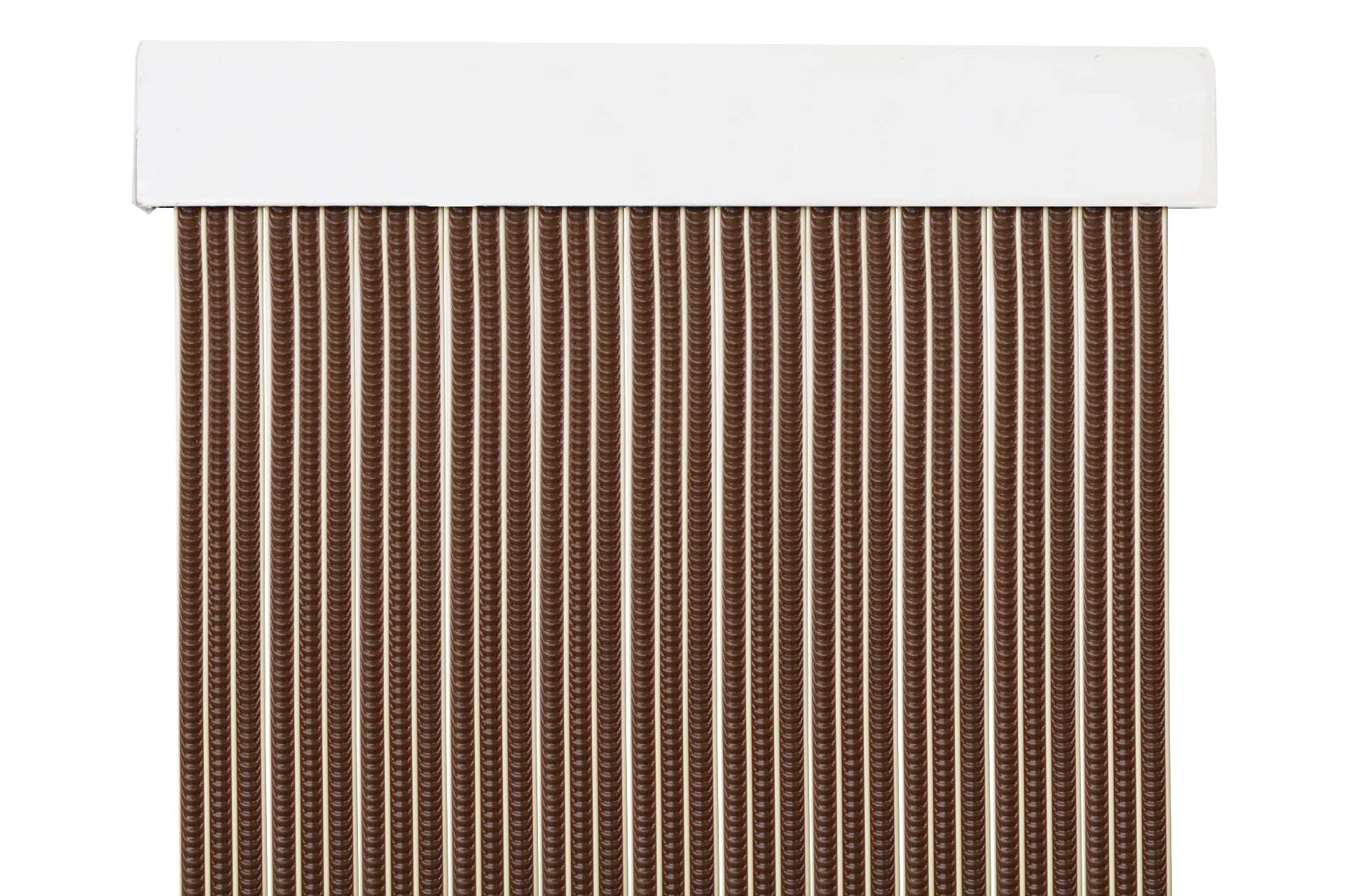 MERCURY TEXTIL PVC Strips Door Curtain 210 x 90 cm, Curtain for Exterior Door (Brown + Beige Edge P1)