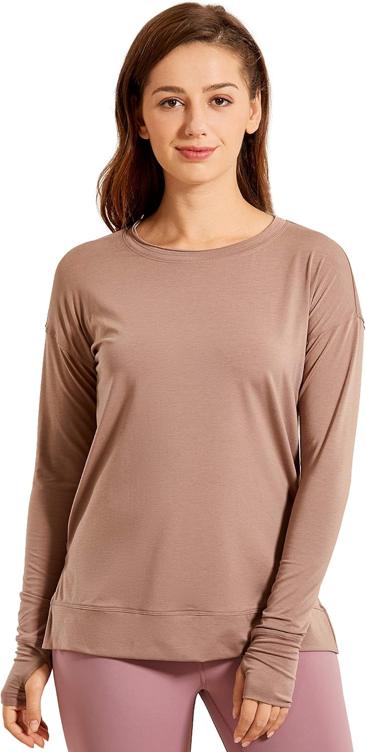 CRZ YOGA Women's Long Sleeve Workout Shirts Athleisure Loose Fit Yoga