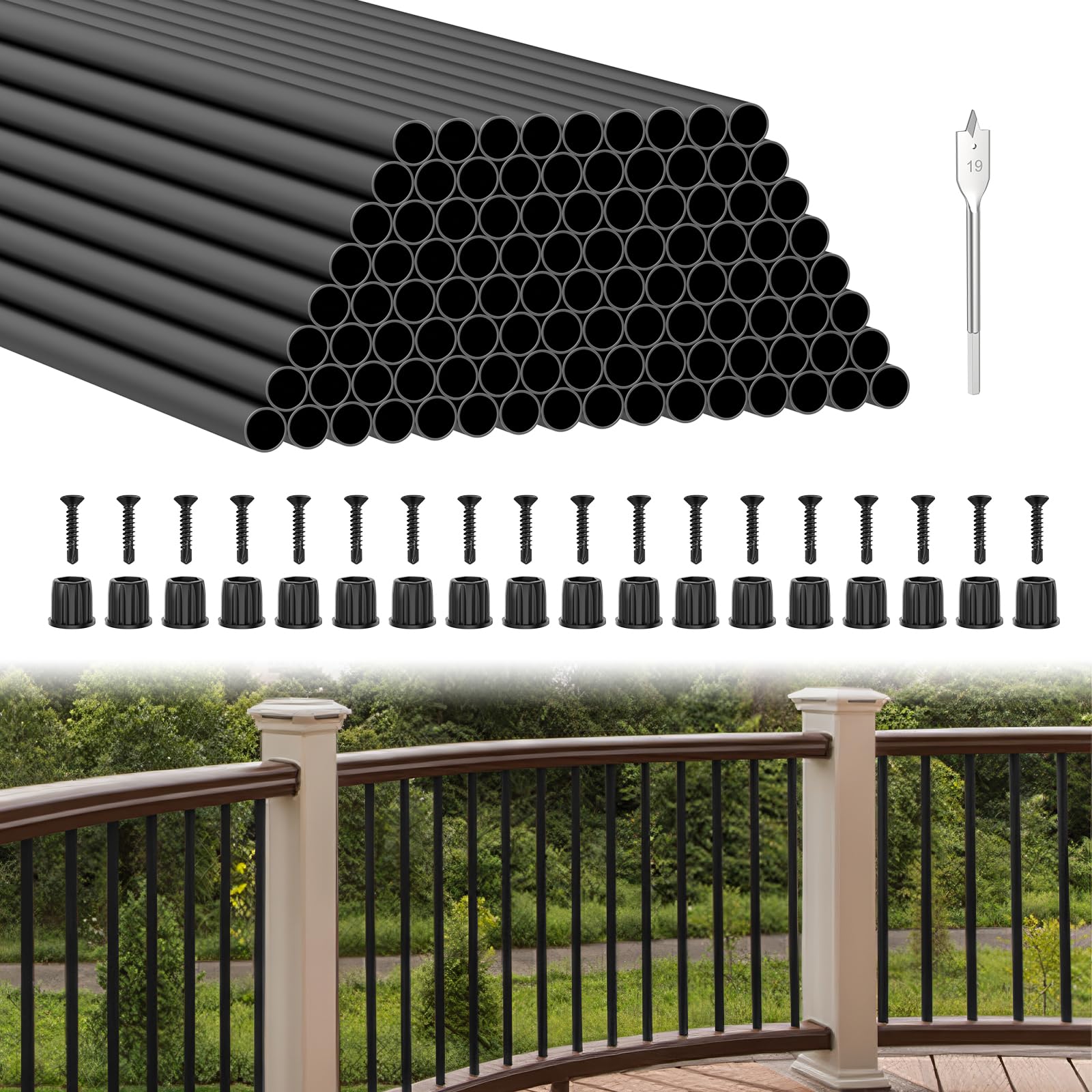 BLIKA 50 Pack 36" Aluminum Deck Balusters with