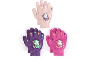Brook + Bay Kids Magic Gloves - 3 Pack Kids Winter Gloves - Cold Weather Gloves for Boys & Girls - Children's Knit Gloves