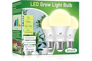 Grow Light Bulbs, A19 LED Grow Lights for Indoor Plants, Full Spectrum Light Bulb, 11W Equivalent 100Watt, Non-Dimmable E26 B
