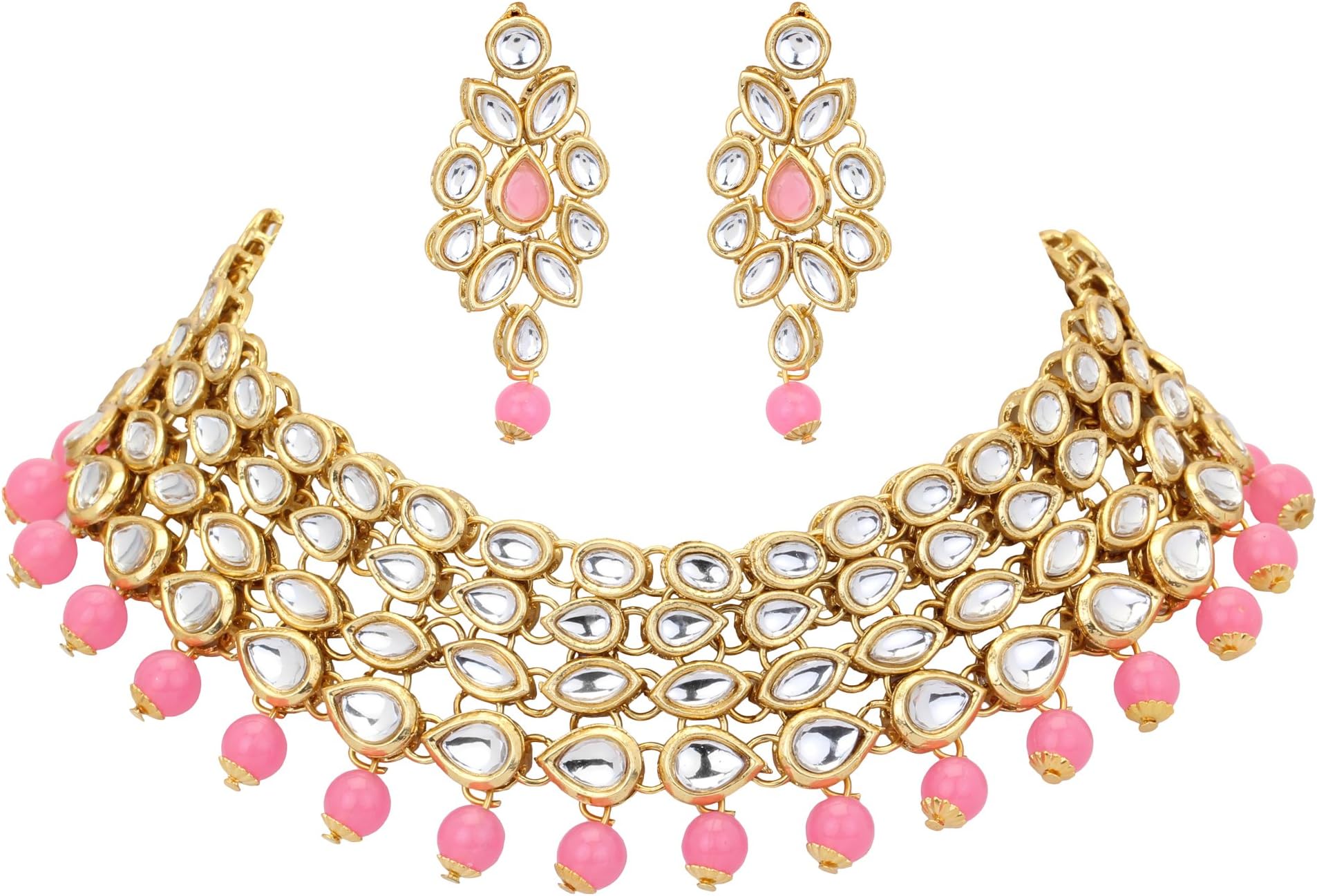 Sparkle World Indian Traditional Bollywood Kundan Bridal Wedding Fashion Jewelry Necklace Set