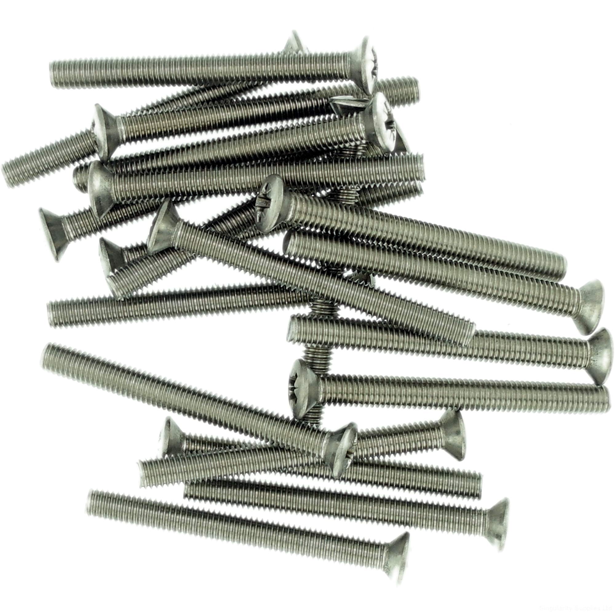 M5 (5mm x 25mm) Pozi Raised Countersunk Machine Screw (Bolt) - Stainless Steel (A2) (Pack of 20)