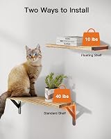 Pipishell Set of 6 Floating Shelves Paulownia Wood Rustic Black Rustic Color view 5