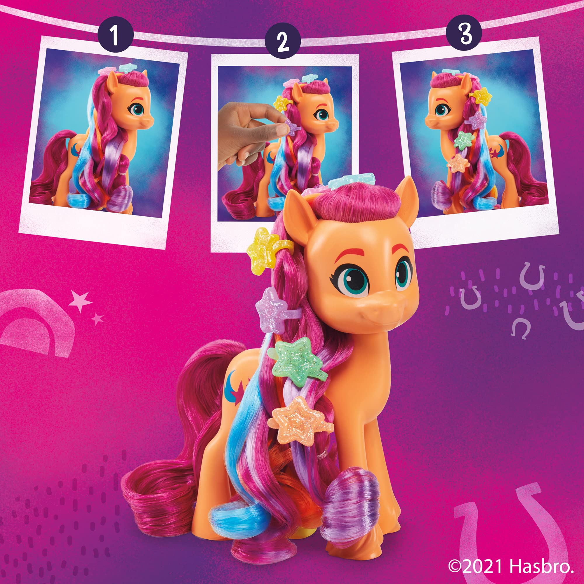 My Little Pony: A New Generation Rainbow Reveal Sunny Starscout - 6-Inch Orange Pony Toy with Surprise Rainbow Braid and 17 Accessories