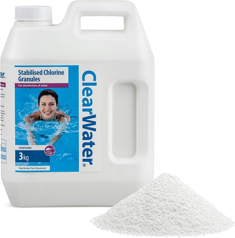 ClearWater Chlorine Granules 3 kg for Hot Tubs Pools - Rapid Disinfection