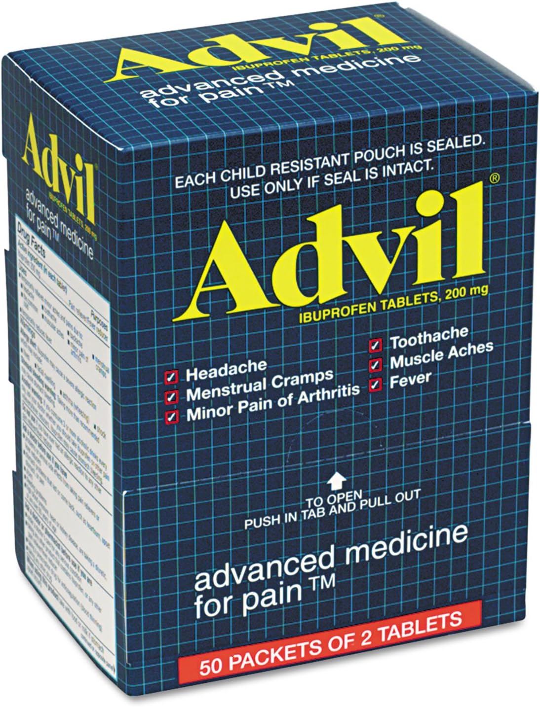 Advil 015489 Ibuprofen Tablets, Two-Packs, 50 Packs/Box