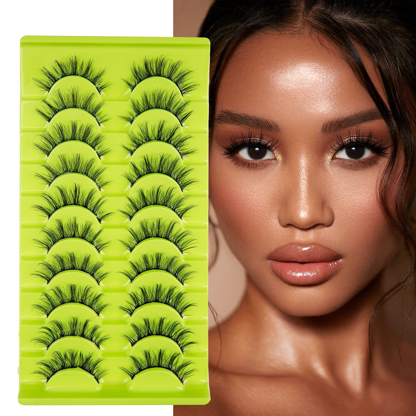 LANKIZ Lash Clusters Wispy Lashes Natural Look Individual Lashes 10-16mm Fluffy Curly False Eyelashes Cluster Eyelash Extensions Faux Mink Fake Lashes Strip 10 Pairs Pack DIY at Home(Aster Style)