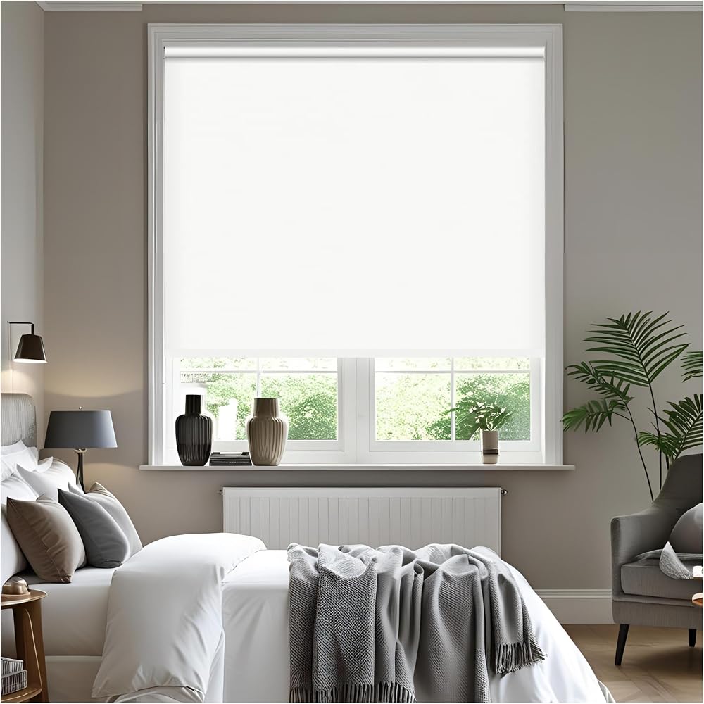Thermal Insulated Blackout Roller Blinds White 90cm x 165cm Fittings Included