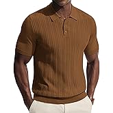 PJ APUL Jones Mens Knit Polo Shirts Short Sleeve Stretch Texture Knitted Polo Shirts Casual Lightweight Golf Shirt
