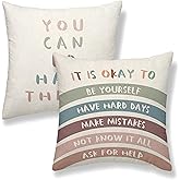 GOLIANDA Rainbow Classroom Pillow Covers 18x18 Set of 2 Boho Preppy Blue Crimson Throw Pillows Aesthetic Inspirational Quotes Pillowcase Summer Outdoor Decorations Girl Kids Cushion Case for Bed Room