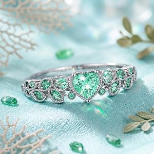 Women's Heart Engagement Ring, Fashion Synthetic Gemstone Wedding Band Jewelry