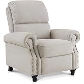MCombo Oversized Push Back Recliner Chair, 3-Position Manual Recliner 4865 | Rolled Arms, Beige Chenille Upholstery, Solid Wood Legs, for Living Room &amp; Office