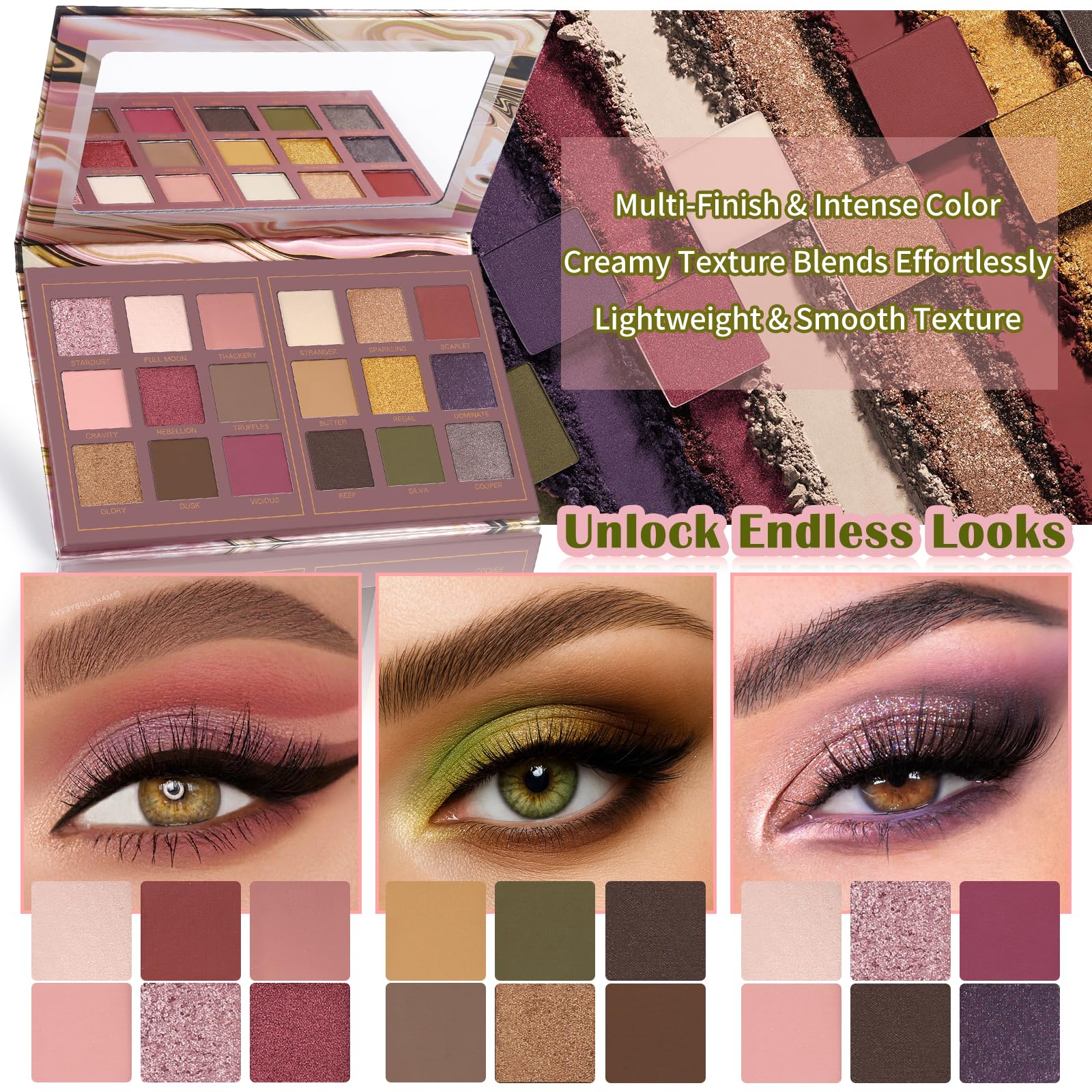 Prism Makeup Matte Eyeshadow Palette Pro 18 Colors Pigmented Shimmer Glitter Eye Shadow Palette, Blendable Long Lasting Waterproof Makeup Cosmetics Halloween Makeup Kit (04# Solitude)