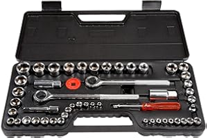 52-Piece Drive Socket Set - 1/4, 3/8 and 1/2 Sockets - SAE and Metric Tools for Mechanics, Craftsmen, and Homeowners - Tool Kit by Stalwart