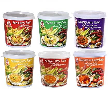 Cock Brand - Probierset Currypasten 6er Pack (6 x 400g) - 6 Sorten, je 1 Dose