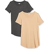 Amazon Essentials Women's Short-Sleeve Scoopneck Tunic, Pack of 2