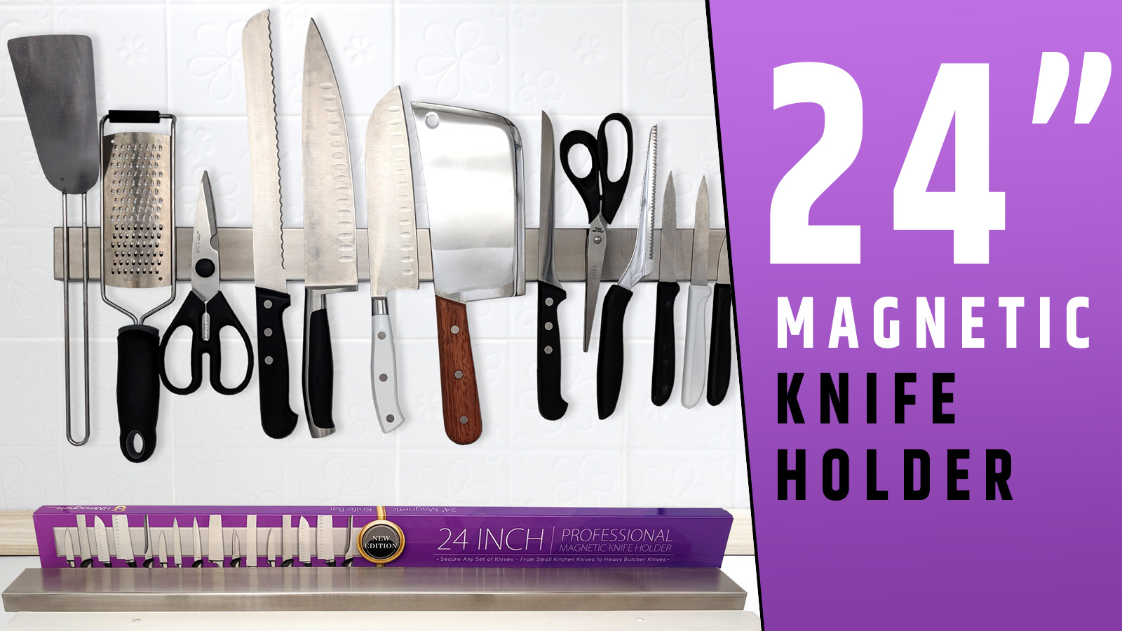 6 Heavy+Duty+Magnetic+Knife+Holder+Large