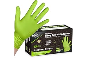 TitanFlex Heavy Duty Green Industrial Nitrile Gloves with Raised Diamond Texture, 8-mil, Latex Free, Powder Free