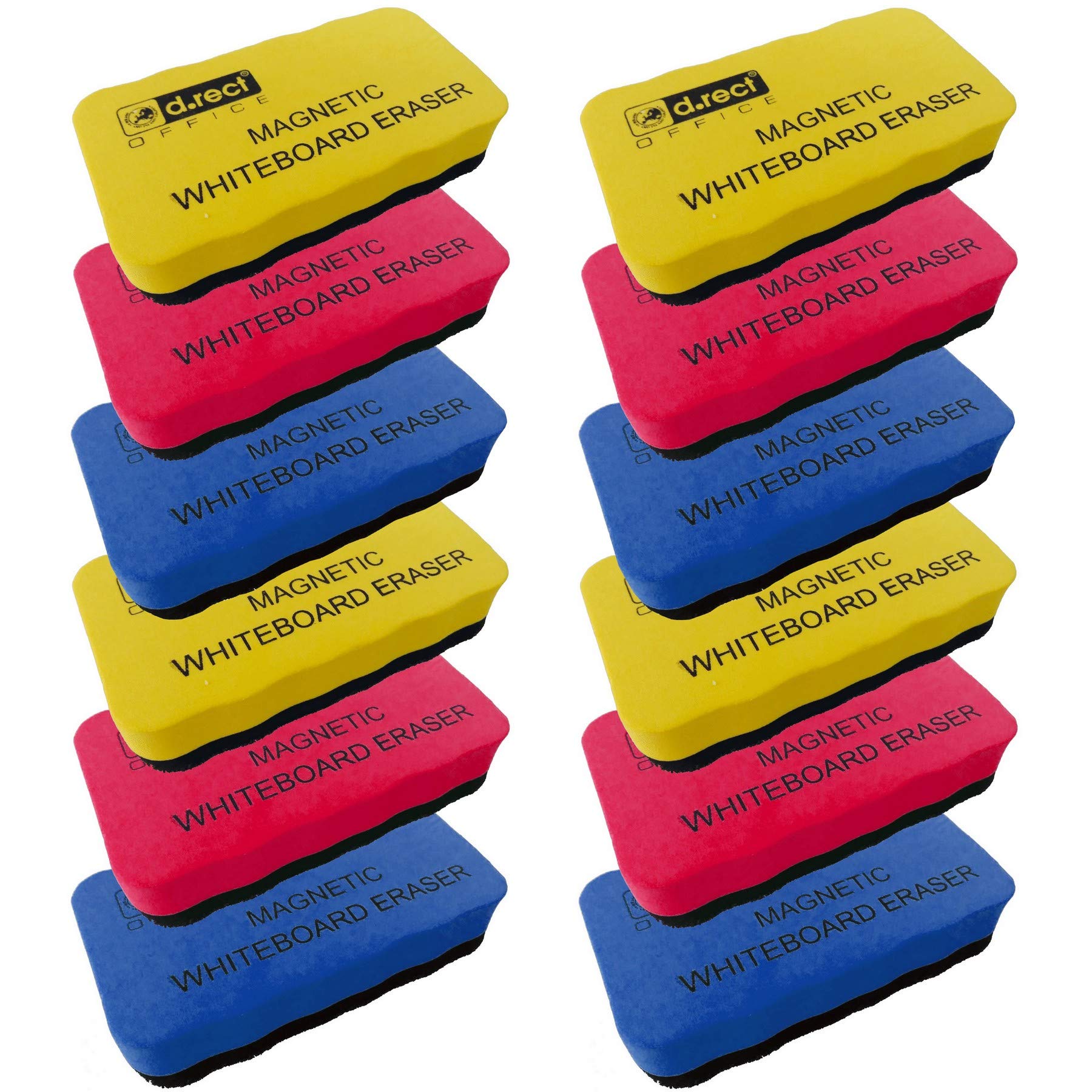 D.RECT Whiteboard Sponge Pack of 12 | EVA Magnetic Board Cleaner Eraser | Wiper with Strong Magnet for Dry Cleaning of Your White Board