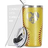 Onebttl Softball Accessories for Girls, Initial Softball Gifts for Girls Teenager Women, 20oz Stainless Steel Tumbler, Gifts for Team Senior Night Birthday Graduation Christmas- A