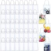 Leinuosen 40 Clear PVC Gift Bags with Handles - Reusable Cute Plastic Bags for Wedding, Birthday, Valentines Day Party, 8.9 x 6.5 x 2.6 Inch