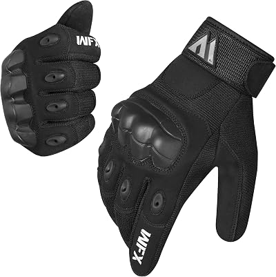 WFX Full Finger Motorcycle Gloves Touchscreen Breathable Protective Black M