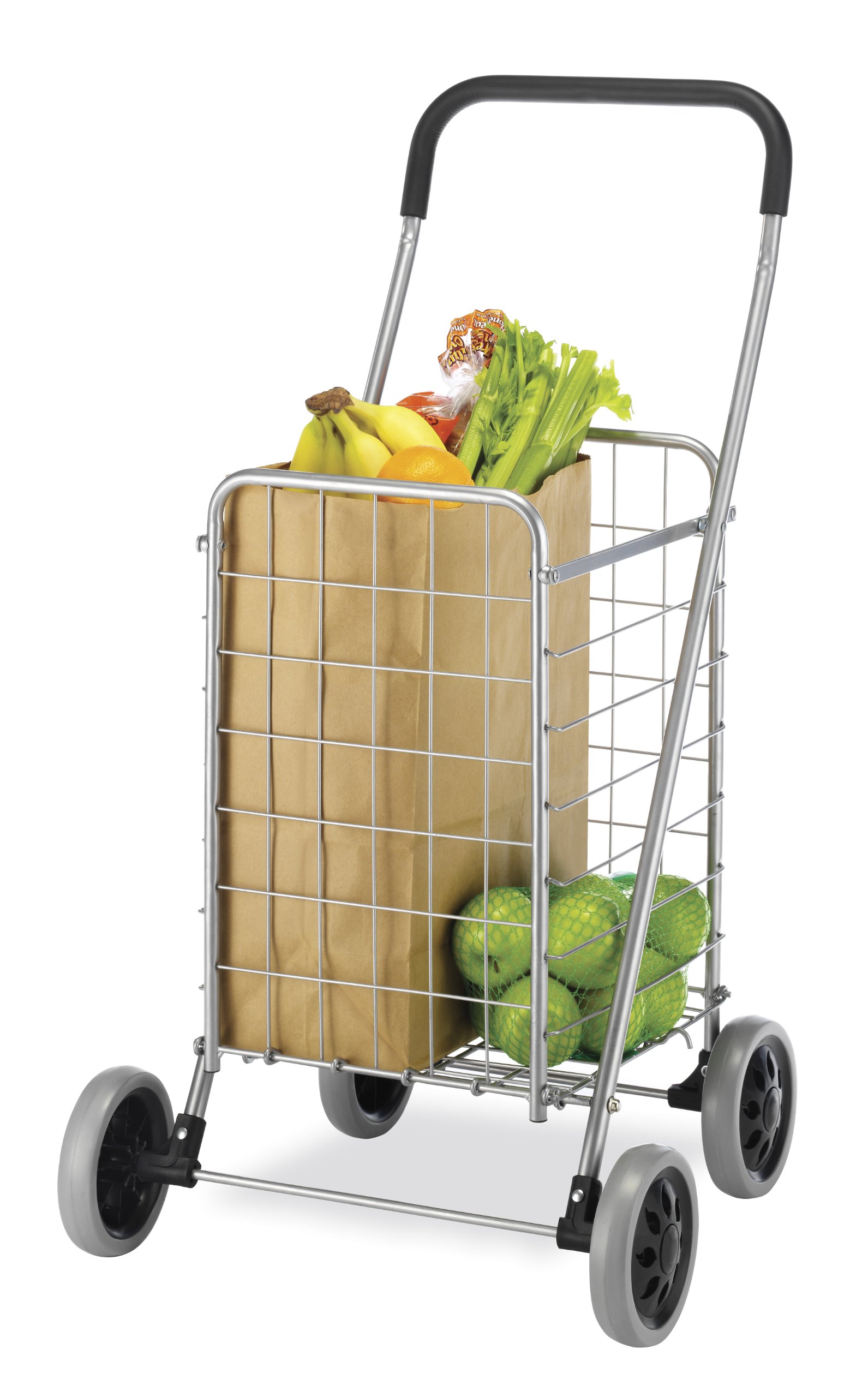 Whitmor Utility Shopping Cart Durable Folding Design for Easy Storage