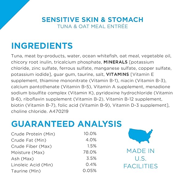 PURINA PRO PLAN SENSITIVE SKIN AND STOMACH WET CAT FOOD VARIETY PACK, SENSITIVE SKIN AND STOMACH ENTREES – (PACK OF 24) 3 OZ. CANS