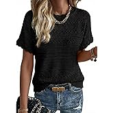 Acelitt Womens Short Sleeve Knit Sweater Tops, S-XXL