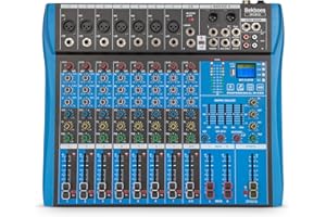BEKBOES Professional Audio Mixer, 8 Channel, Input 48V Phantom Power Stereo Digital USB Bluetooth MP3 Computer Input, Build-in 16 Effect DSP, for Recording, Live Streaming, Podcasting MG80S