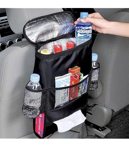 COOLBEBE Car Seat Organizer With Cooler - Backseat Storage With Cup Holders Black