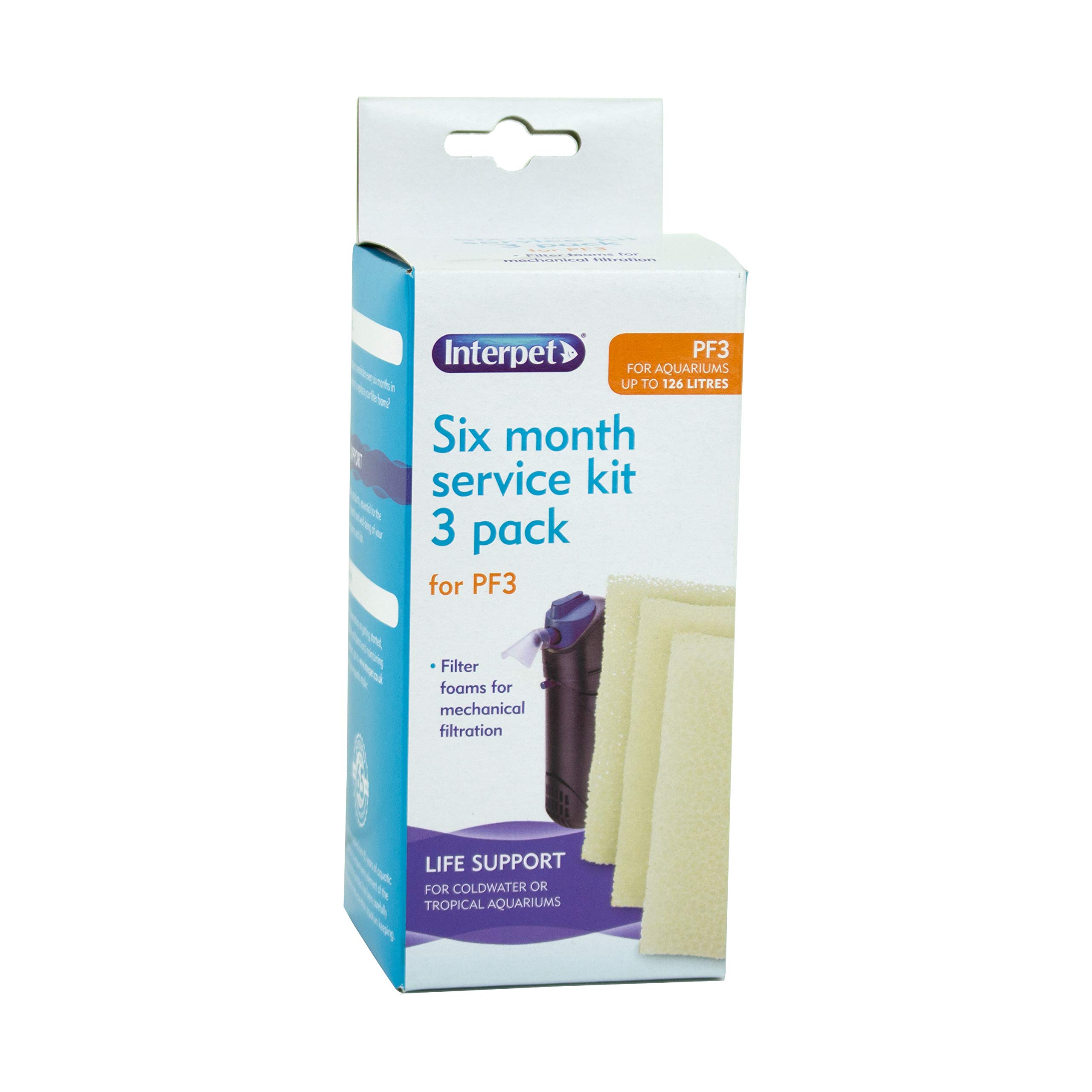 Interpet Replacement Plain Foams for the PF3 Power Filter, 6 Month (3 Pieces)