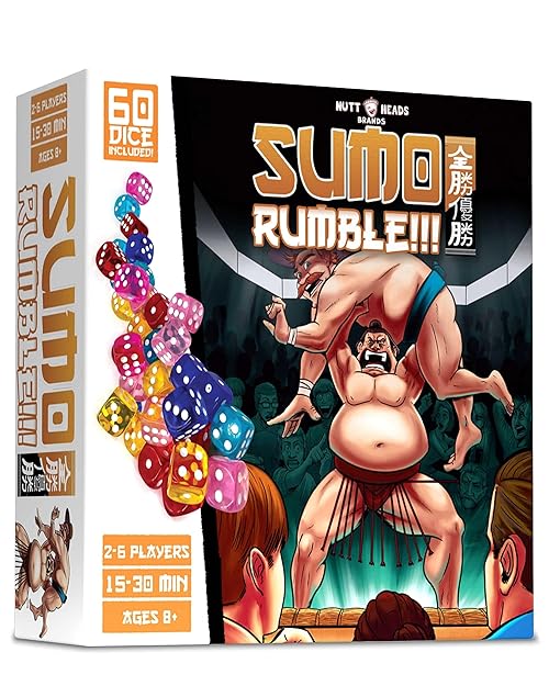 Nutt Heads Sumo Rumble: Exciting Dice Game for Families | Simple & Fun Japanese Sumo Wrestling | Action-Packed Board Game | Great for Kids, Teens, and Adults | Perfect for Game Nights