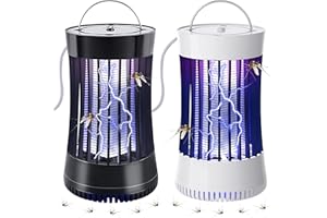 Lulu Home 2 Packs Indoor Bug Zapper with Fan, 1500V High Voltage Lighted Mosquito Lamp Trap, USB Cable Plug-in Electric Insect Killer Catching Moth Mosquitoes Gnat Fruit Flies (NO Battery)