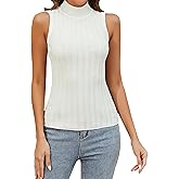Totatuit Women Sleeveless Turtlenecks Mock Neck Tank Tops Ribbed Knit Slim Fitted Sweater Vest