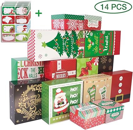 Amazon Com 14 Decorative Christmas Gift Boxes With Lids And 80