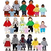 ONEST 23 Pieces Wooden Dollhouse Family Set Mini People Figures Dollhouse Dolls Wooden Doll Family Pretend Play Figures Accessories for Pretend Doll House Toy