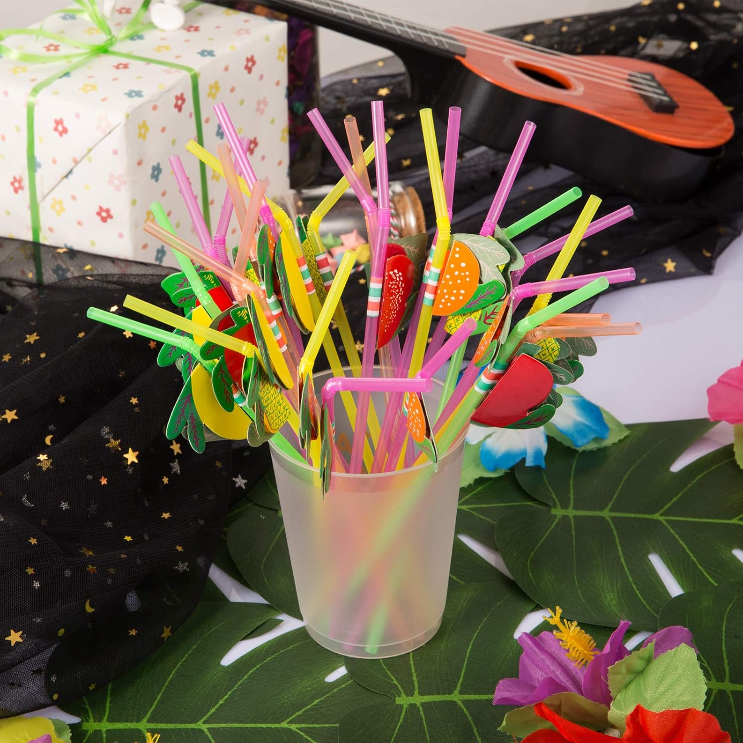 Lihao 184 Packs Hawaiian Party Decorations Silk Hibiscus Flowers Straws Umbrella Cake Topper Tropical Luau Theme Party Supplies Kits Tropical Palm Leaves Party Supplies Toys Games Urbytus Com