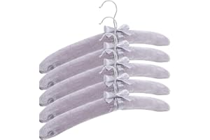 ELAYARD 5Pcs Gray Velvet No Shoulder Bump Padded Hangers for Women’S Sweaters and Delicate Clothing, Soft