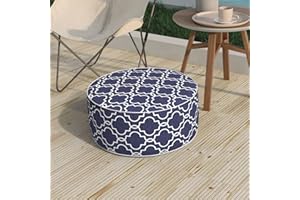 Melody Elephant Patio Inflatable Ottoman, 21x9 Inch Portable Stool Ottoman with Handle, Outdoor Round Footrest Stool for Garden Camping, Carmody Navy