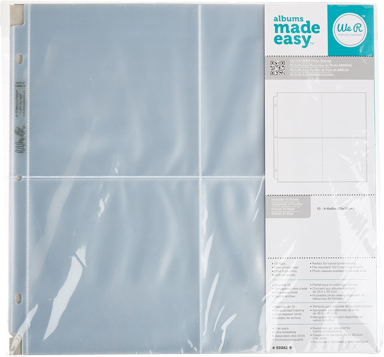 We R Memory Keepers Albums Made Easy 12"x12" Page Protectors 6"x6