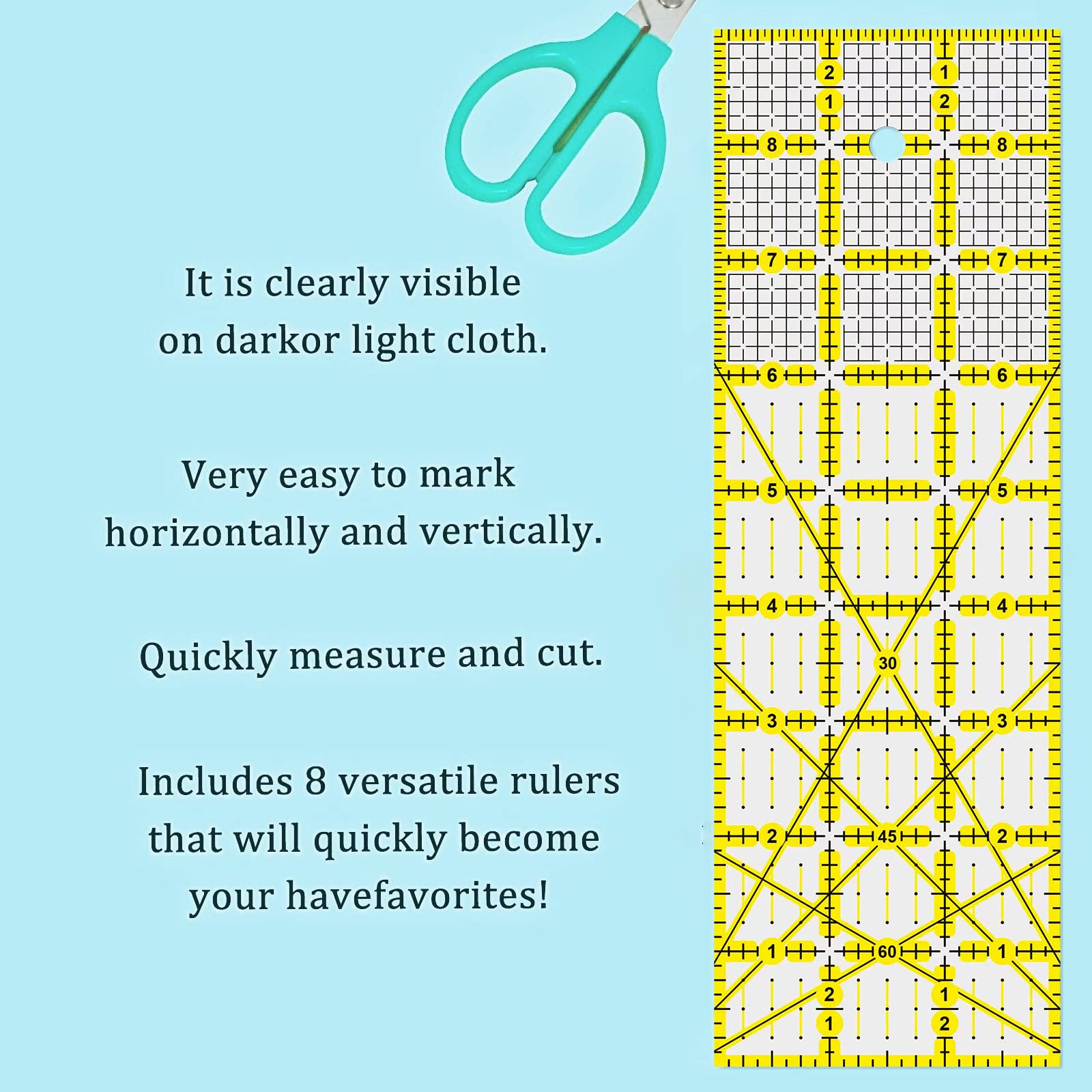 Quilting Rulers, 7 Piece Acrylic Ruler (12.5