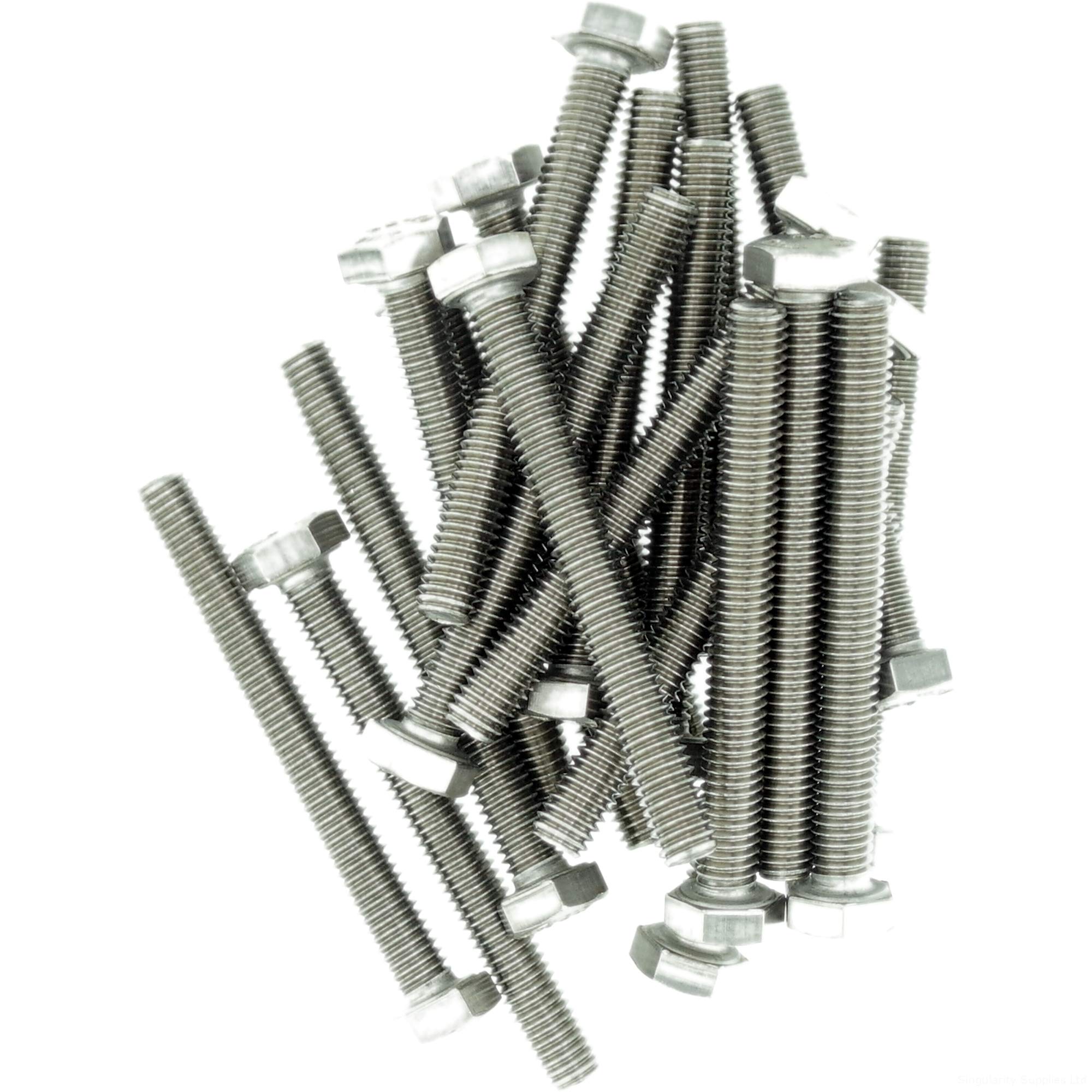 M6 (6mm x 14mm) Hex Bolt (Fully Threaded Setscrew) - Stainless Steel (A2) (Pack of 20)