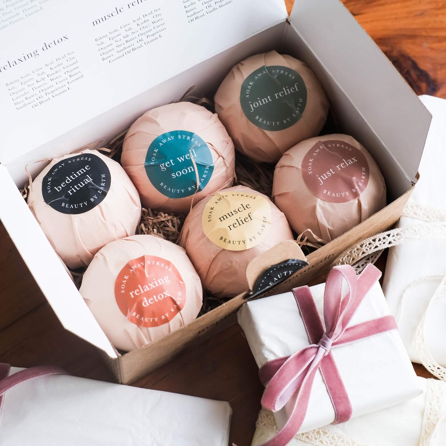 Bath Bombs Gift Set - 6 Large with Organic Shea Butter, Made in USA, Best Christmas & Birthday Gifts for Women, Bath Bomb Gifts for Her, Bath Bombs for Kids, with Salts, Clays and Essential Oils: Health & Personal Care