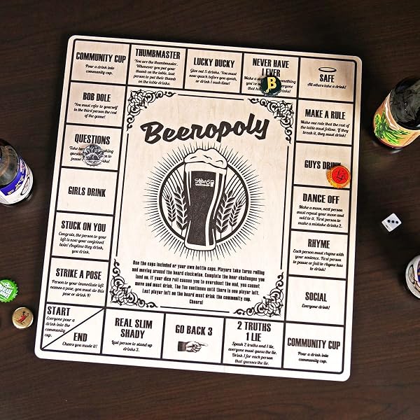 Amazon.com: HomeWetBar Beeropoly Beer Drinking Game Perfect for Parties and  Tailgating, Includes Beer Caps and Dice : Home & Kitchen
